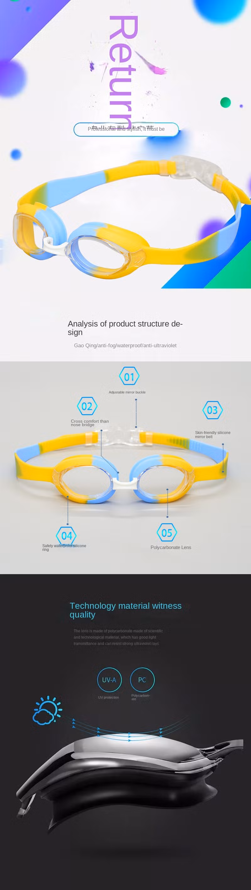 2024 New Children Anti-Fog Swimming Goggles, Silica Gel Can Replace The Bridge of Men and Women Cross-Border Outdoor Electroplating Swimming Goggles