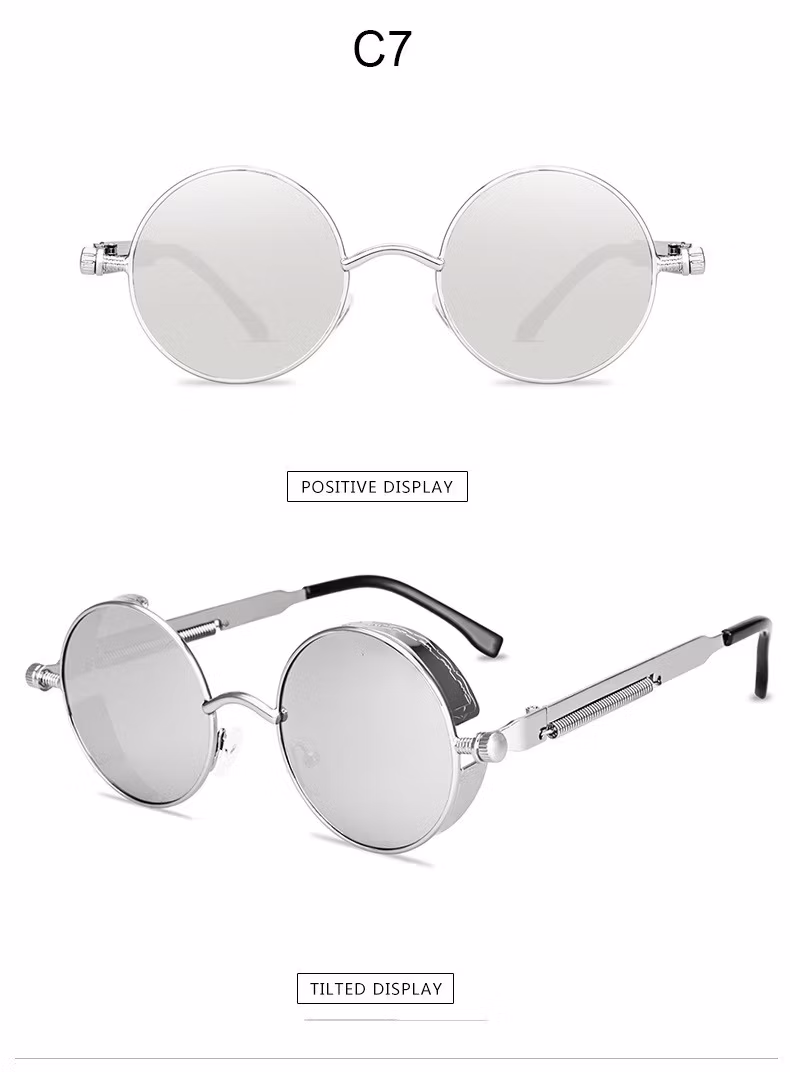 Fashion Round Frame Sunglasses High Quality Punk Metal Sun Glasses for Men and Women