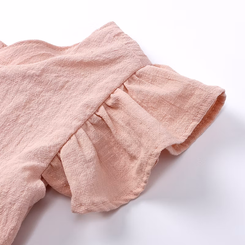 Girl′s Dress Baby Cotton Linen Solid Color Children′s Skirt Baby Wear Kids Wear