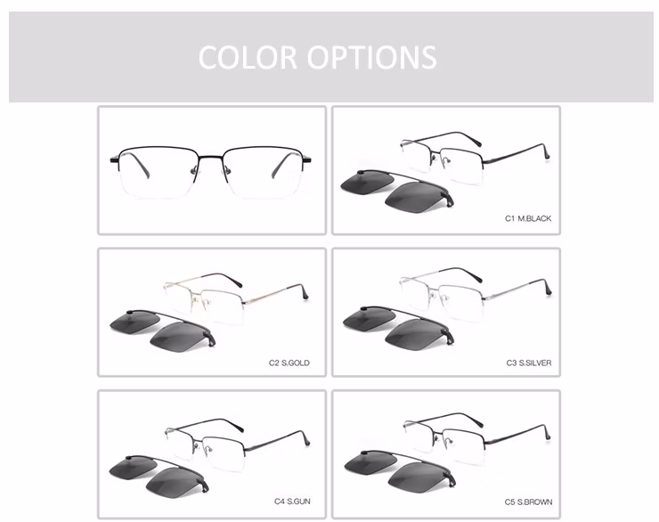 2022 New Design Men Metal Clip on Sunglasses