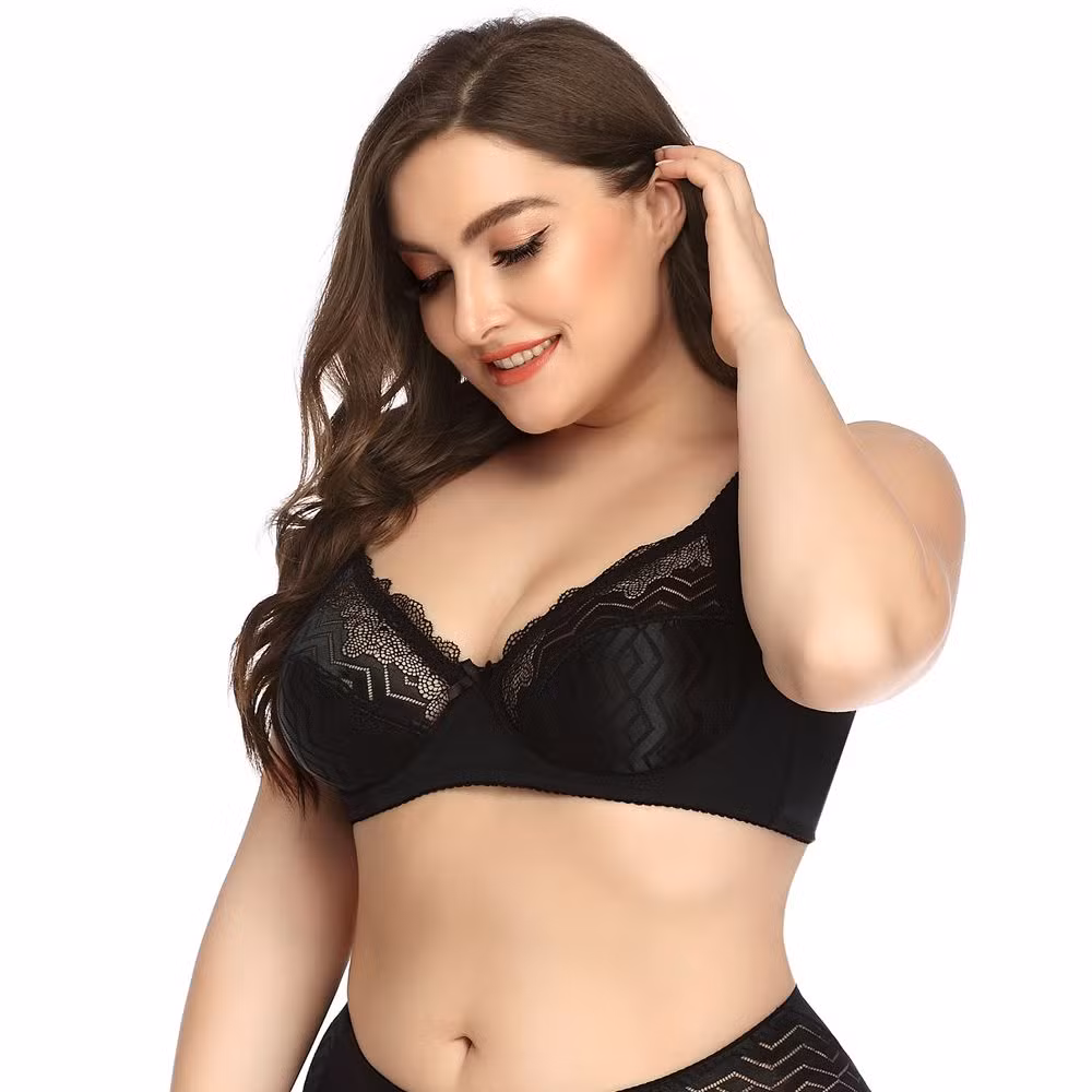 Intiflower Sexy Underwire Bra for Women Soft and Comfortable Vena Bra Elegant Big Cup Set Bow Decoration