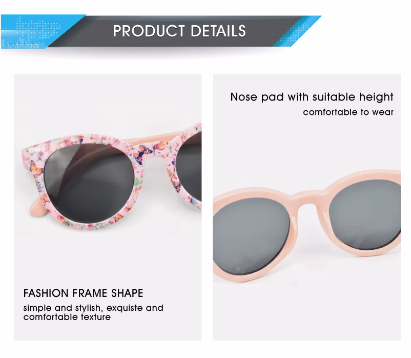 Pilot Optics 2023 Newest Design Pink Girls Custom Logo Round Sunglasses
