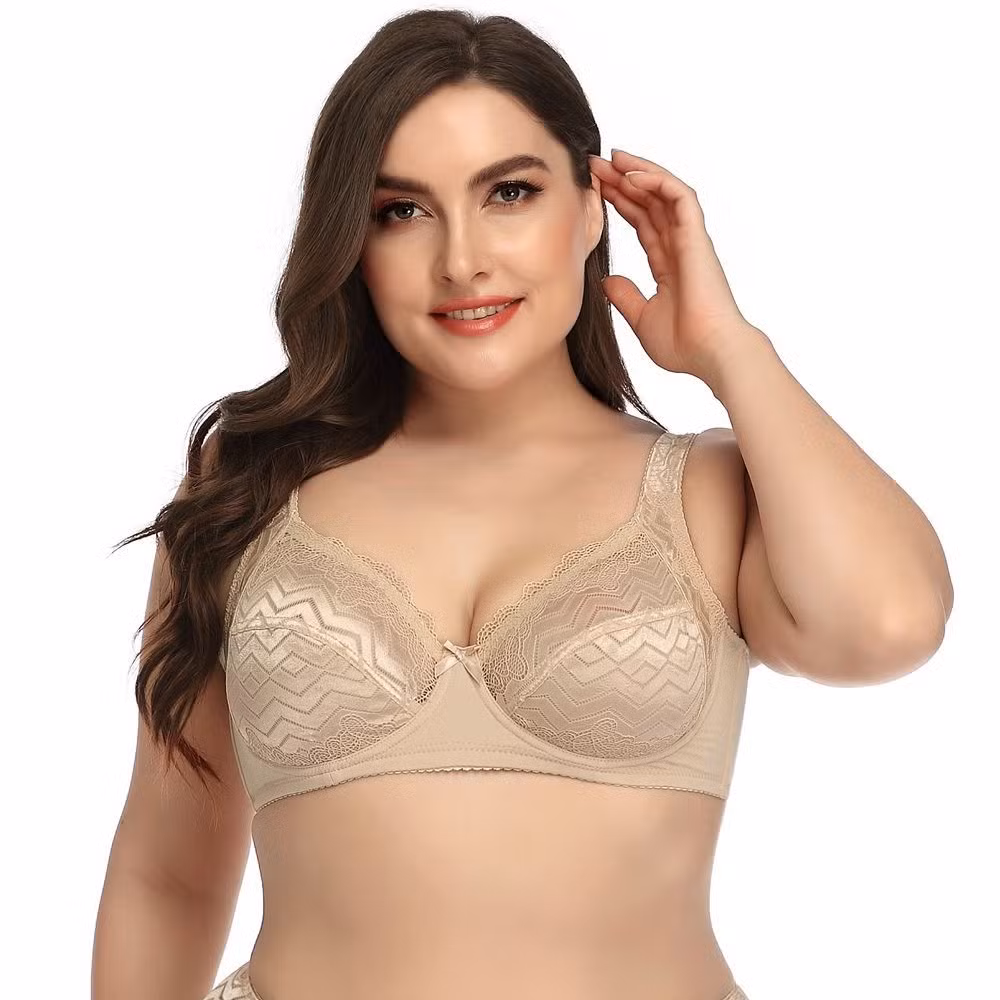 Intiflower Sexy Underwire Bra for Women Soft and Comfortable Vena Bra Elegant Big Cup Set Bow Decoration