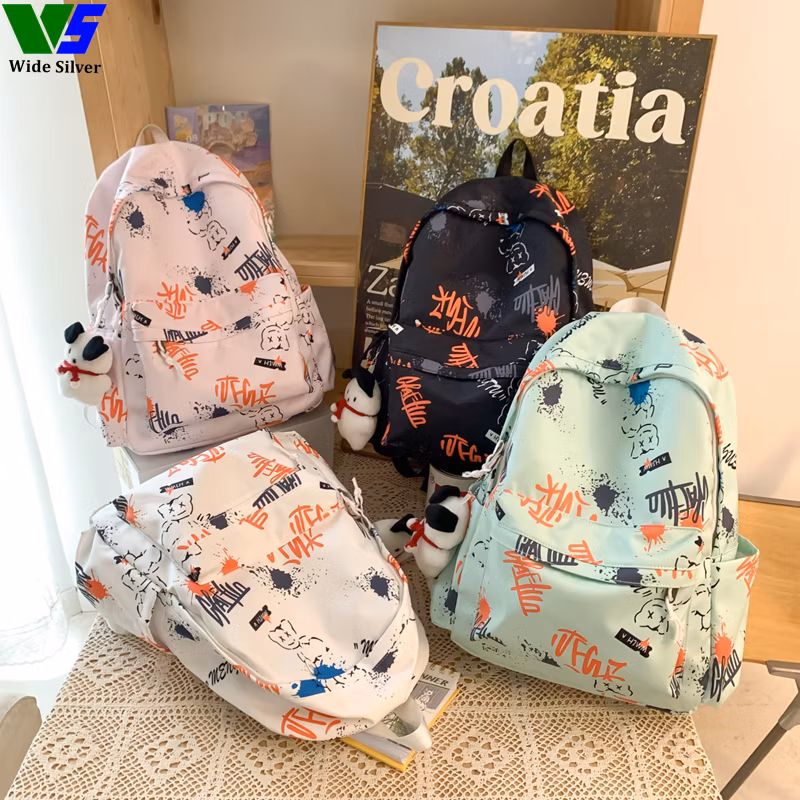 Wide Silver Cheap Canvas Schoolbags for Very Beautiful Girls Cute Kids 2024