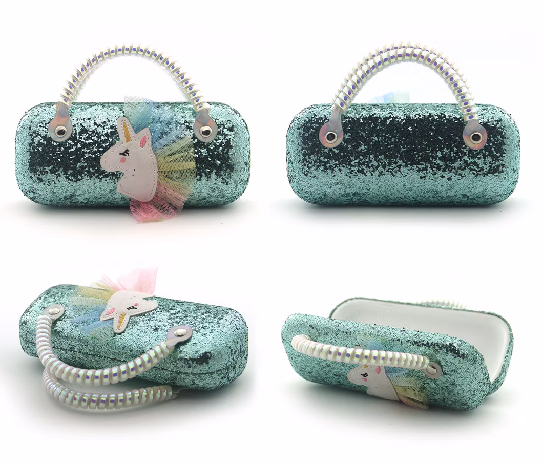Green Sequin Shiny Glasses Case Unicorn Party Dressed up Box Glasses Case