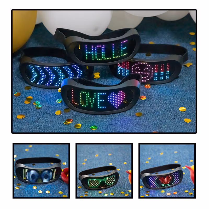 Blue Tooth Programmable Glasses Bar Dynamic Flashing LED Glasses Raves APP Customizable Light up Glass USB Charging