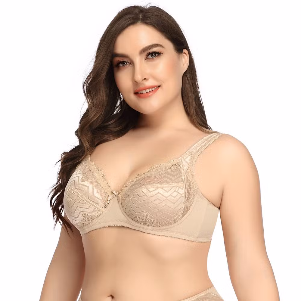 Intiflower Sexy Underwire Bra for Women Soft and Comfortable Vena Bra Elegant Big Cup Set Bow Decoration