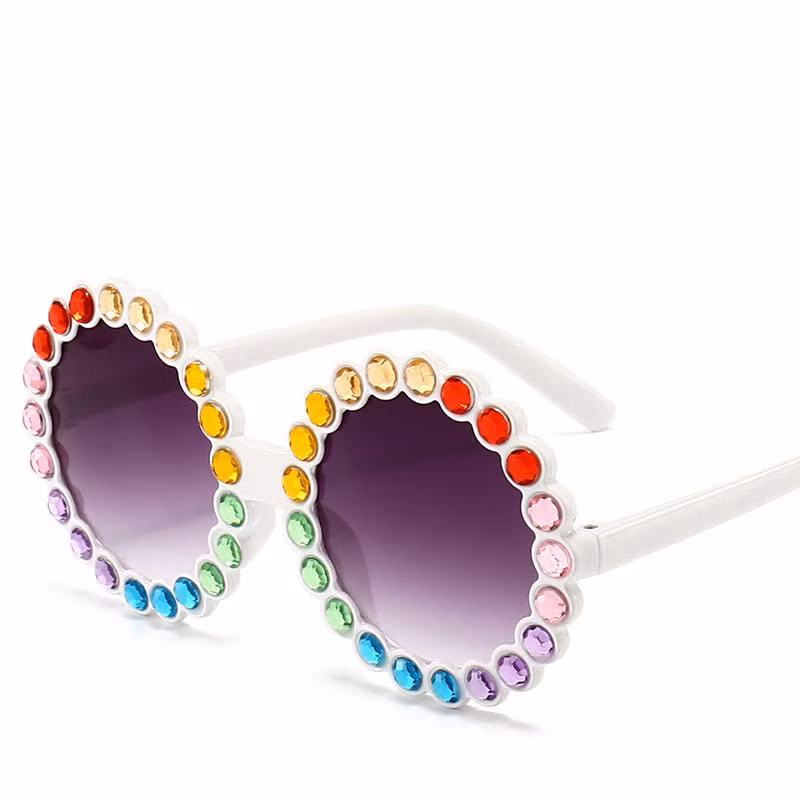 2022 New Sunglasses Round Full Diamonds Girls Sunglasses