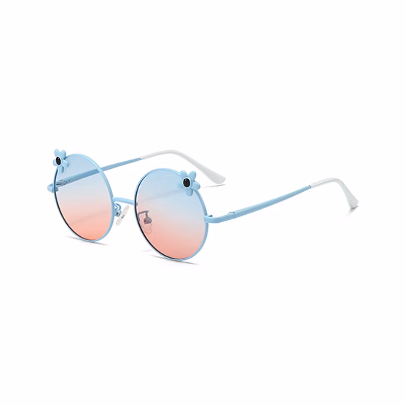 Customized Kids Cartoon Wild Chrysanthemum Decoration Round Metal Sunglasses