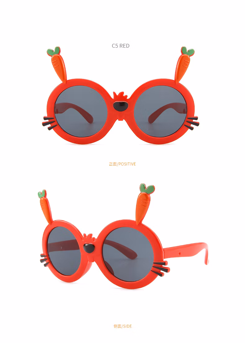 New Children′s Sunglasses Fashion Cartoon Rabbit Radish Style Sunglasses Outdoor UV Protection Sunshade Glasses