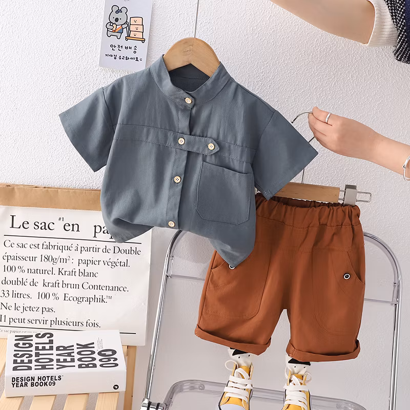 2024 Summer New Design Solid Color Shirt Hip Kids Wear Set