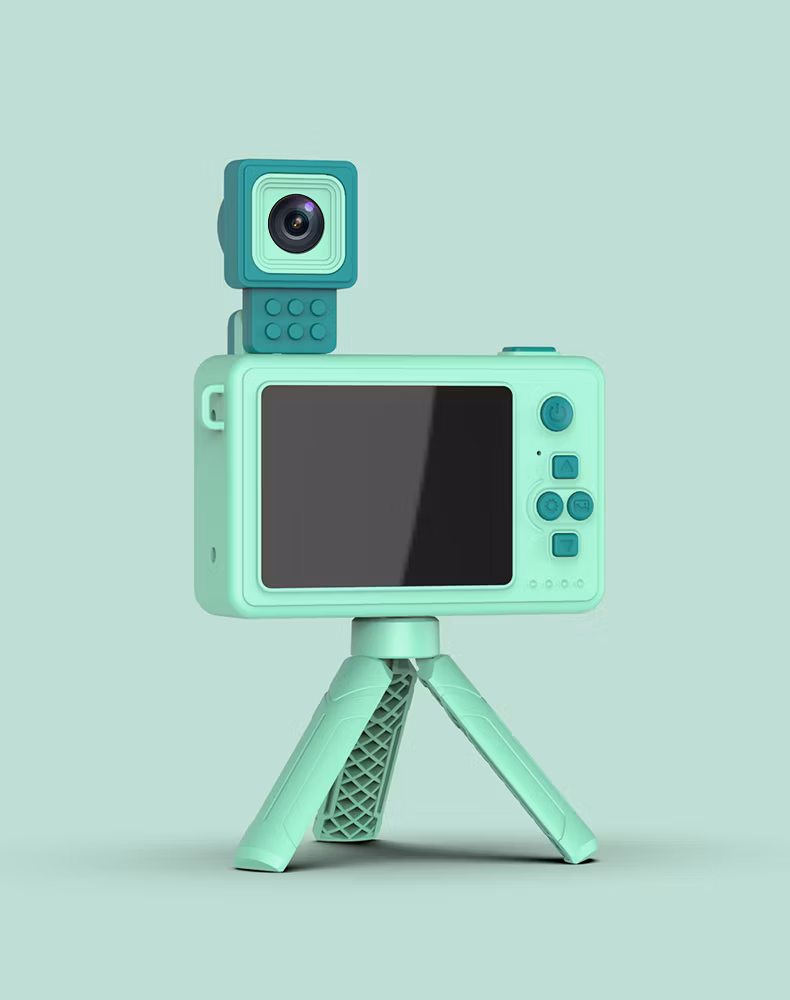 2024 Kids Toys Dual Flip Lens with 4800W Kids Mini Camera Building Block Cartoon Children Camera Adorable Toy Kids Selfie Digital Camera