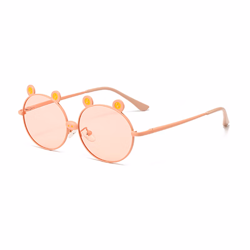 OEM Customized Kids Cartoon Frog Pattern Round Metal Sunglasses