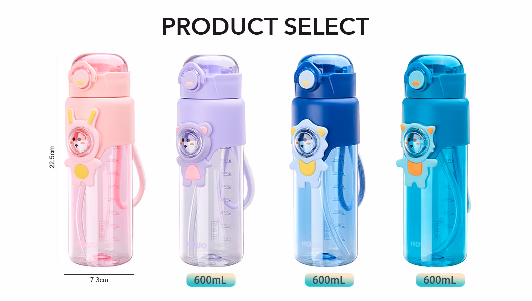 Cute 2024 Summer Kids Plastic Straw Water Bottle for Students