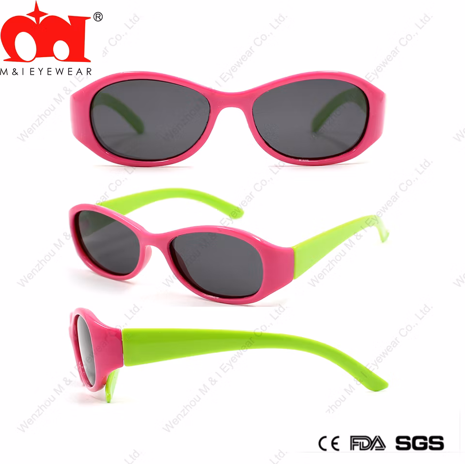 Narrow Rectangle Oval Plastic High Quality Promotion Durable Kids Sunglasses (LT906006 B)