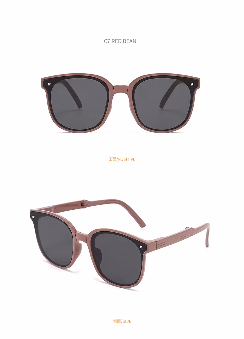 Children′s Folding Sunglasses Summer Travel Baby Super Cool Glasses Fashion Easy Storage Sunglasses Kids Sunglasses Wholesale