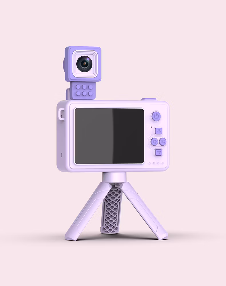 2024 Kids Toys Dual Flip Lens with 4800W Kids Mini Camera Building Block Cartoon Children Camera Adorable Toy Kids Selfie Digital Camera