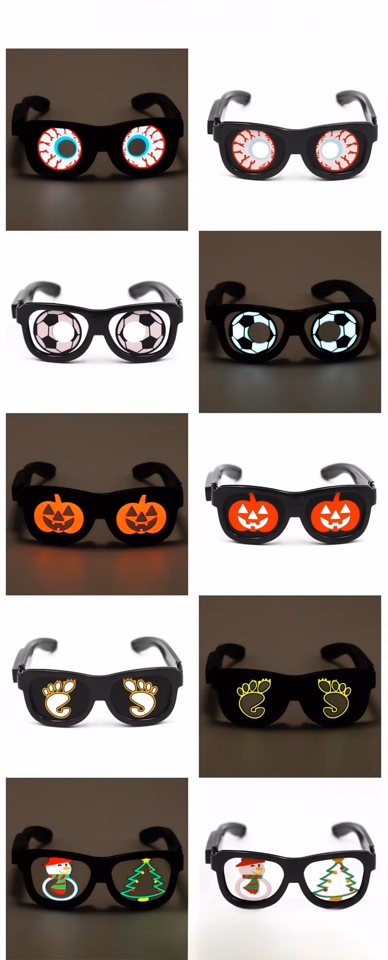 Italy Festival Novelty Christmas Flashing Glasses EL Glow LED Panel Flexible Glasses