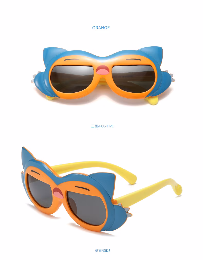 Children′s Silicone Polarized UV Protective Sunglasses Cute Cartoon Bear Sunglasses for Boys and Girls Kid