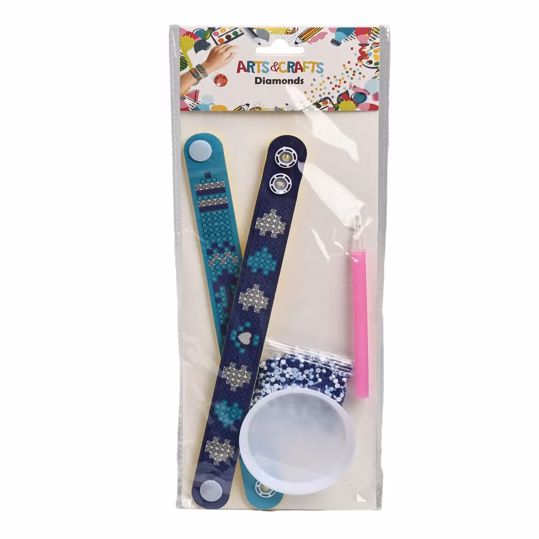 Idocraft 8*1 Inch 5D Diamond Painting Wristband 2 Peices for Kids or Students, Craft by Numbers DIY Diamond Kit, Round Acrylic Diamond Toys Accessory