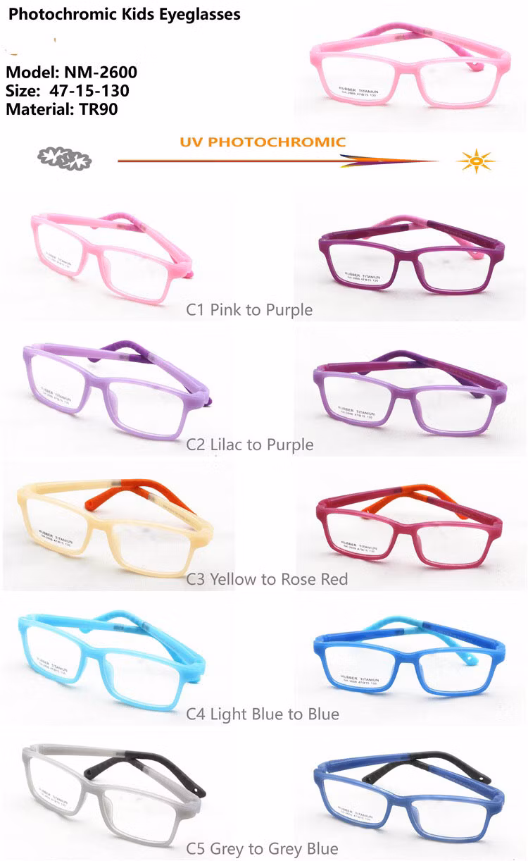 New Designer Tr90 Eyewear Kids Photochromic Glasses Eyeglasses Frame Child Eye Optical Frames