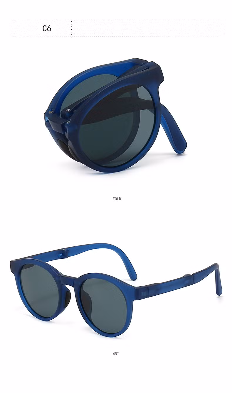 Round Shape Tpee Sunglasses with Tac Polarized Lens Foldable Sunglasses