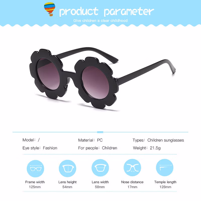 Multi-Color Plastic Sunflowers Fashion Custom Logo UV400 Cute Baby Sunglasses