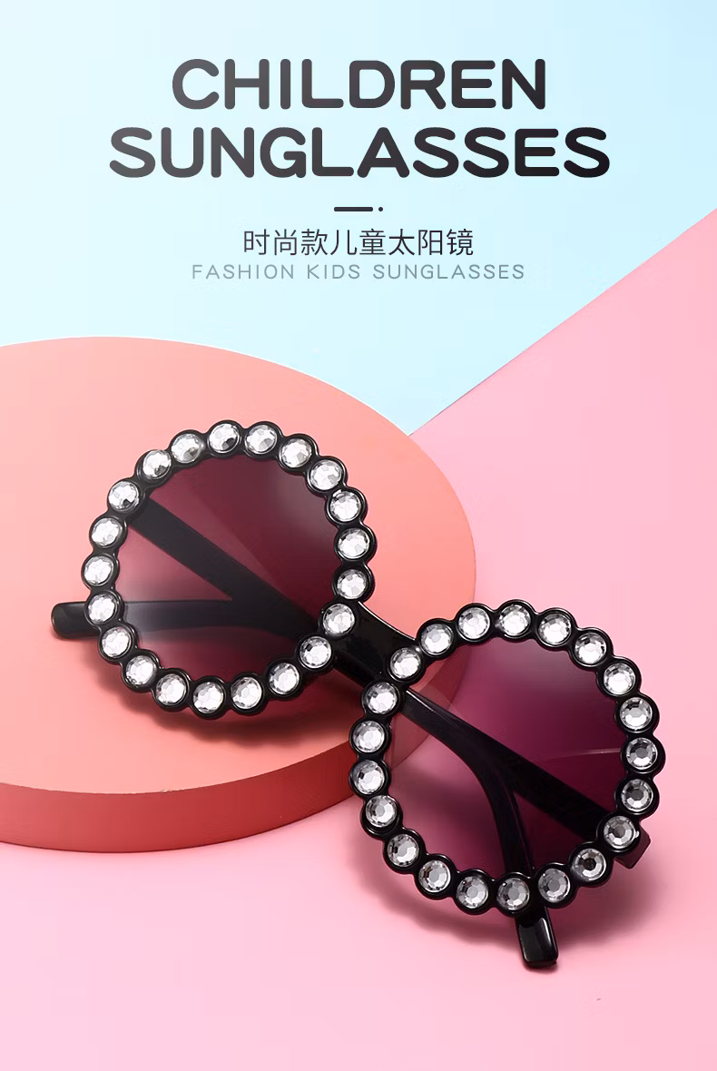 2022 New Sunglasses Round Full Diamonds Girls Sunglasses