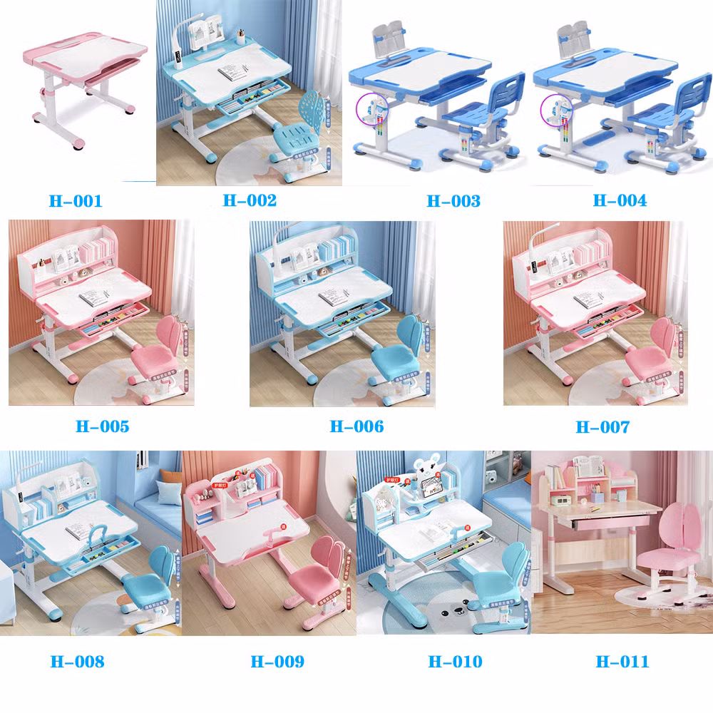Comniner Child Reading Table, Customized Writing Pencil Drawer Plastic Kids Table and Chair Set with LED Light