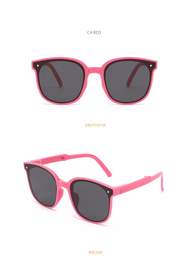 Children′s Folding Sunglasses Summer Travel Baby Super Cool Glasses Fashion Easy Storage Sunglasses Kids Sunglasses Wholesale