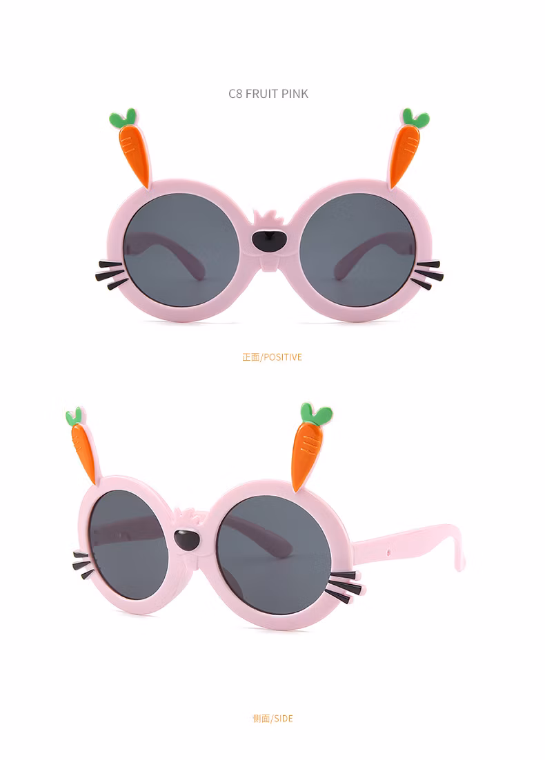 New Children′s Sunglasses Fashion Cartoon Rabbit Radish Style Sunglasses Outdoor UV Protection Sunshade Glasses