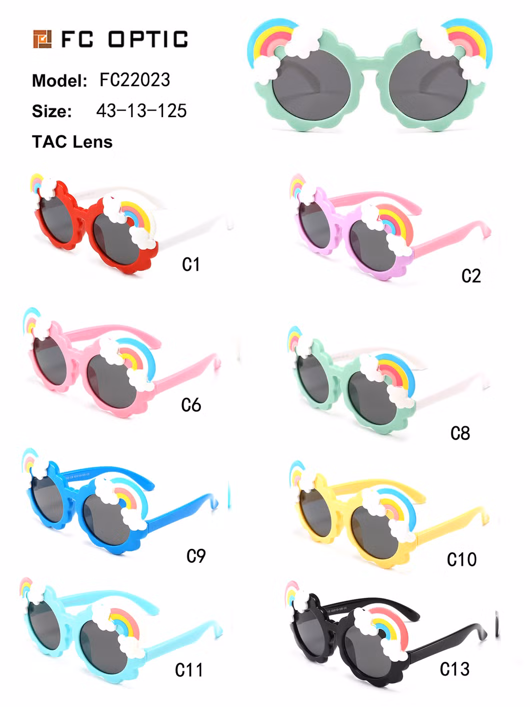2020 Cute Rainbow Tpee Kids Fashion Sunglasses Polarized