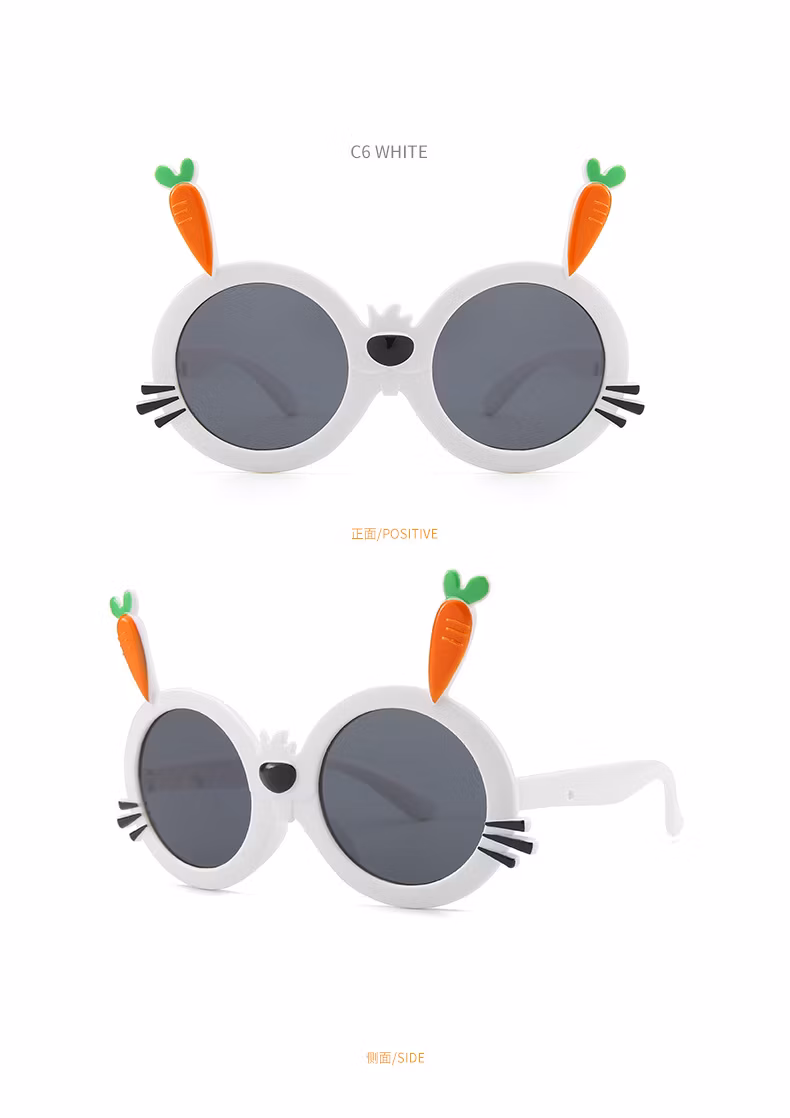 New Children′s Sunglasses Fashion Cartoon Rabbit Radish Style Sunglasses Outdoor UV Protection Sunshade Glasses