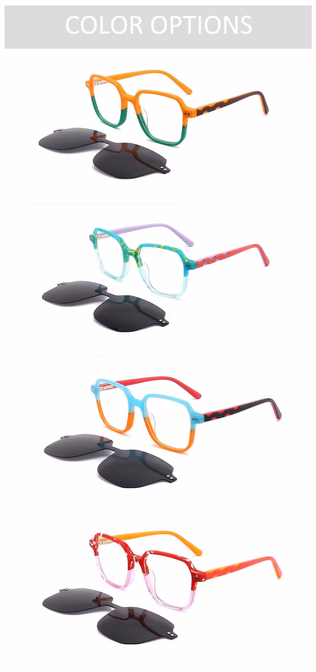 Gd Popular Fashion Design Acetate Clip on Sunglasses Kids Eyewear Flexible Light Eyewear Kids Sunglasses