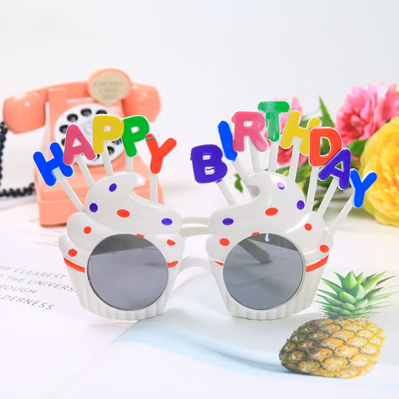 Kids White Sweet Cream Birthday Cake Glasses Festival Happy Birthday Party Promotional Gift Toys Adults Novel Sun Glasses