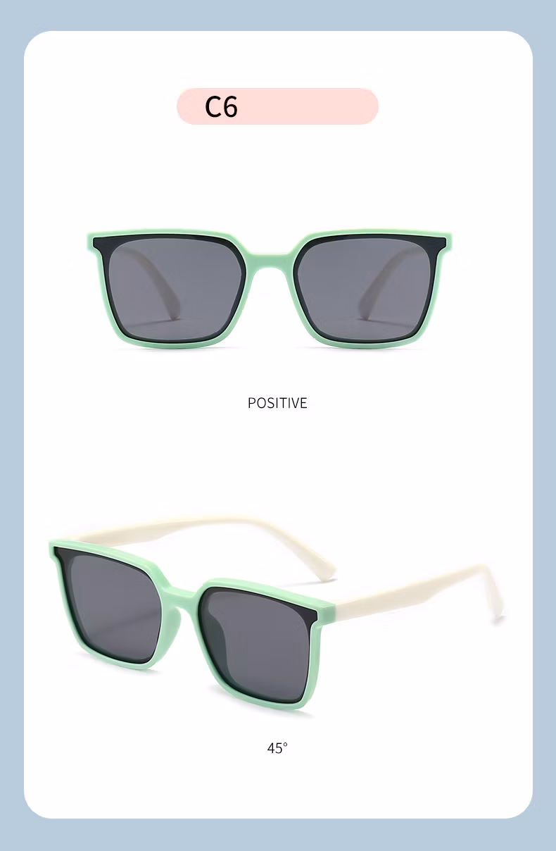 Kids Unbreakable Flexible Square Shape Tpee Rubber Children Sunglasses