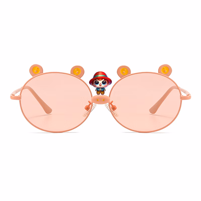 OEM Customized Kids Cartoon Frog Pattern Round Metal Sunglasses