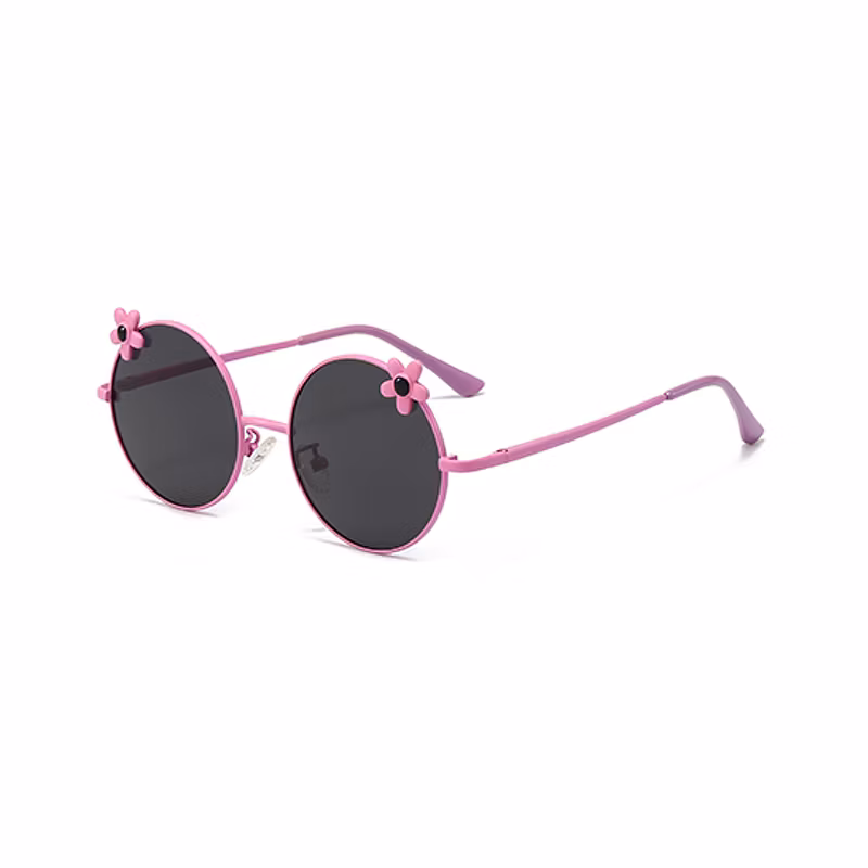 Customized Kids Cartoon Wild Chrysanthemum Decoration Round Metal Sunglasses