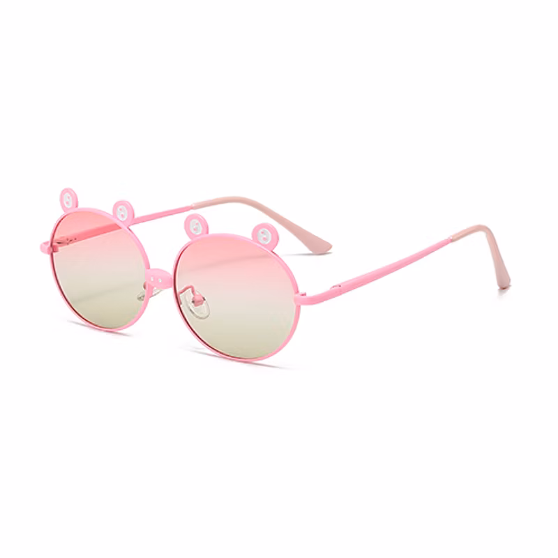 OEM Customized Kids Cartoon Frog Pattern Round Metal Sunglasses