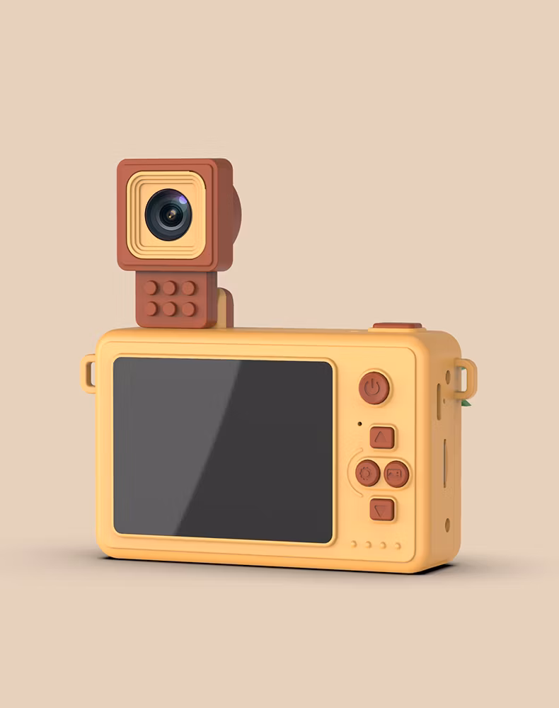2024 Kids Toys Dual Flip Lens with 4800W Kids Mini Camera Building Block Cartoon Children Camera Adorable Toy Kids Selfie Digital Camera