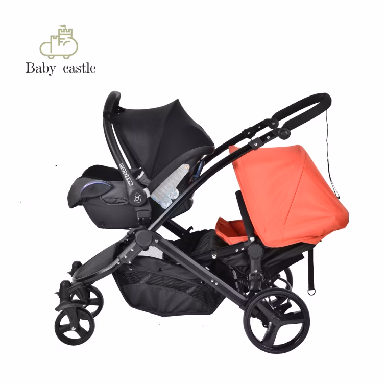 2024 New Model Folding Aluminum Double Twins Stroller Kids Children Baby Stroller Pram Practical