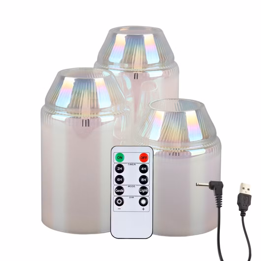 Multicolor Pearl LED Candle – Rechargeable, Flameless, with Remote Control
