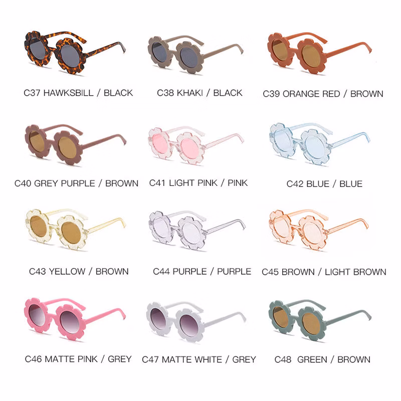 Multi-Color Plastic Sunflowers Fashion Custom Logo UV400 Cute Baby Sunglasses