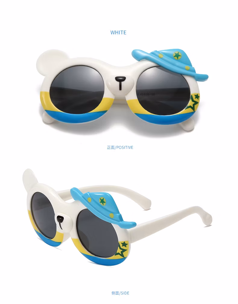Children′s Polarized Sunglasses Cute Bear Soft Silicone Sunglasses Cartoon Boy Baby