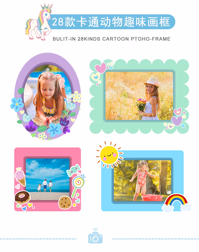 2024 Kids Toys Dual Flip Lens with 4800W Kids Mini Camera Building Block Cartoon Children Camera Adorable Toy Kids Selfie Digital Camera