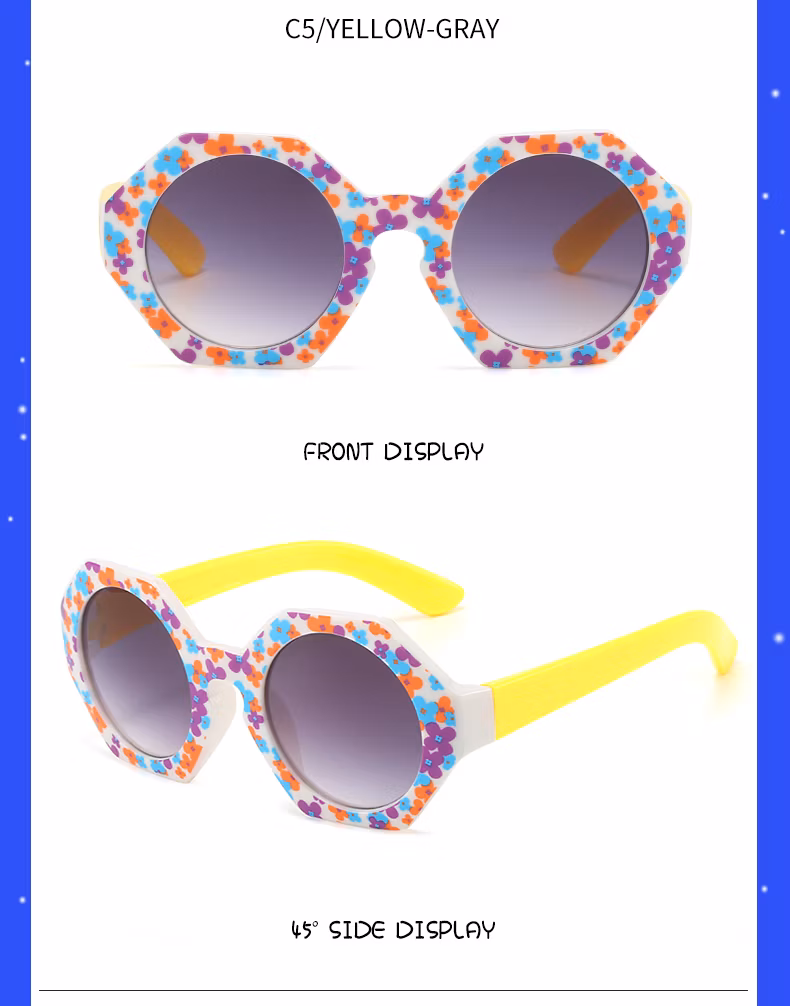 Fashion Hexagon Shape PC Sunglasses Teenagure Plastic New Color Sunglasses