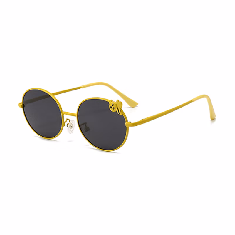 Cartoon Bee Decoration Kids Metal Oval Sunglasses