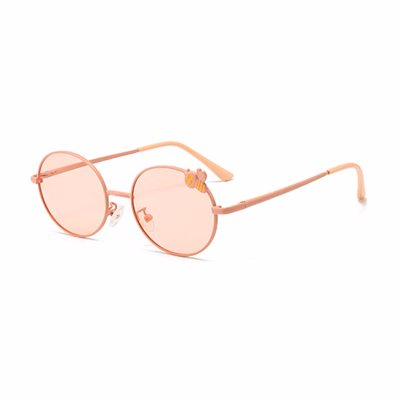 Cartoon Bee Decoration Kids Metal Oval Sunglasses