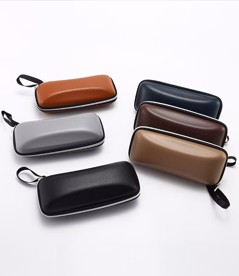 Inno-E027 Rectangular Litchi Pattern PU Leather Zipper EVA Sunglasses Box, Customizable Color and Logo, Eco-Friendly