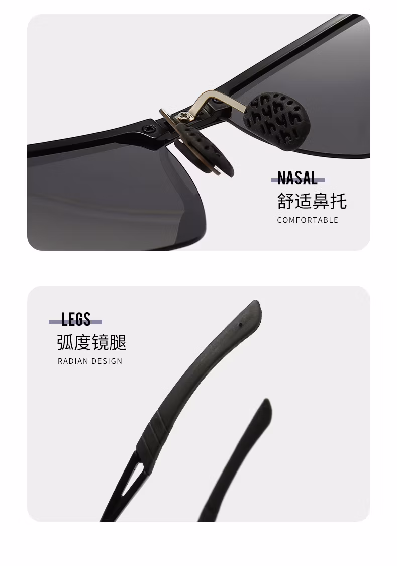 Men Sunglasses Polarized Night Vision Glasses for Unisex Square Alloy Frame Sun Glass Man